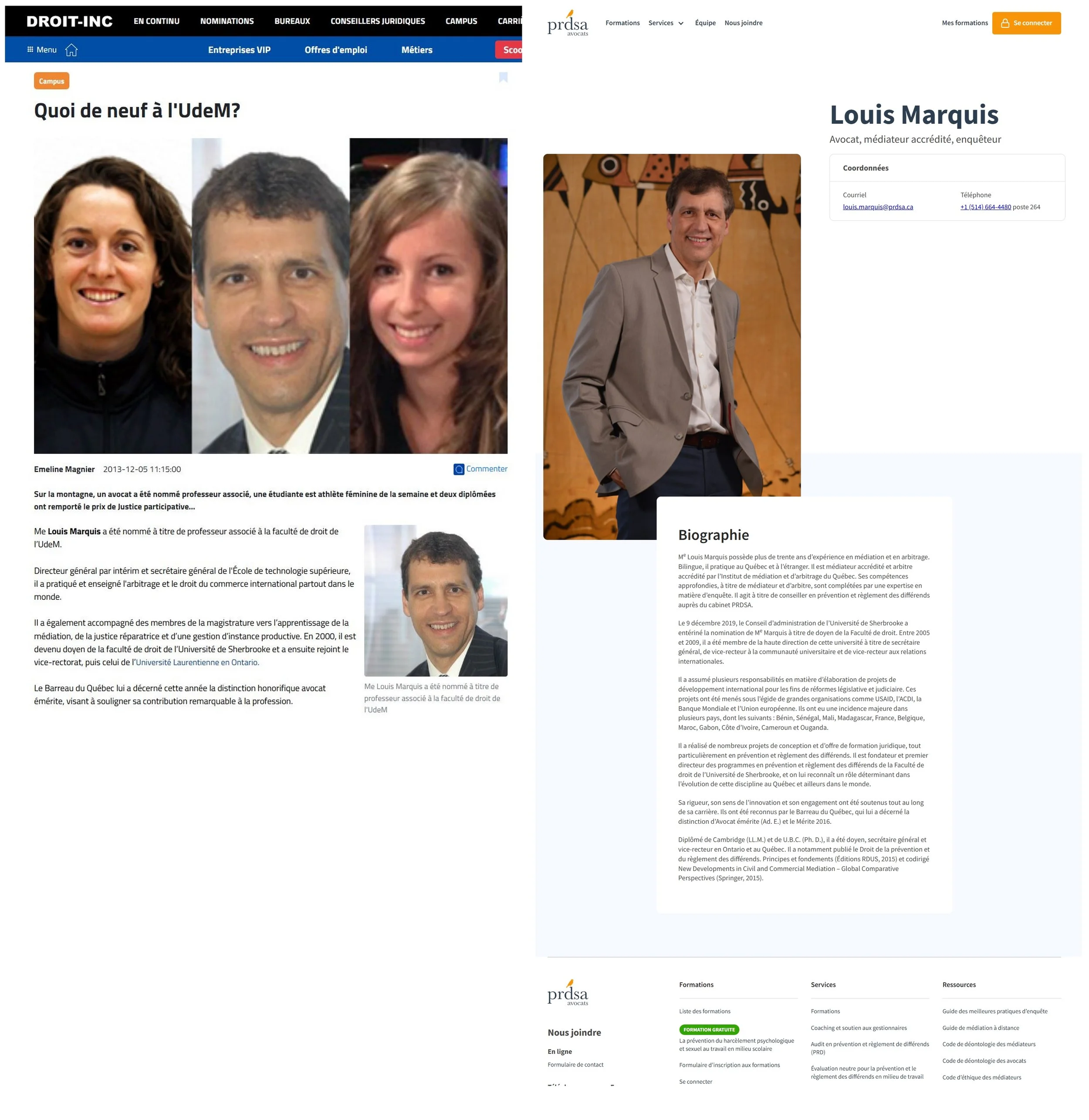 Louis Marquis judge Superior Court of Quebec professor Faculty of Law University of Sherbrooke ADR PRDSA University of Montreal