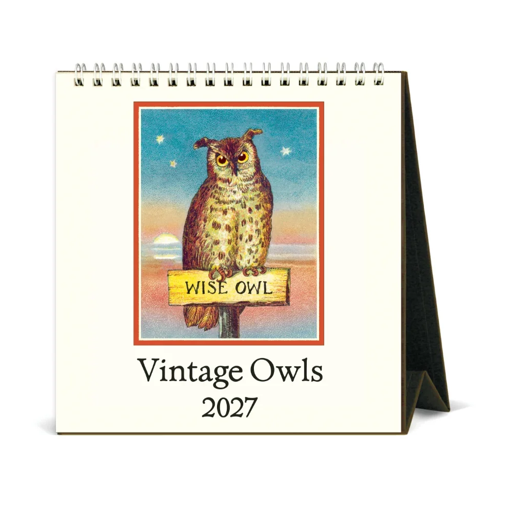 2027 Cavallini Desk Calendar - Vintage Owls