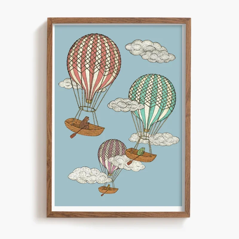 Rowboats Balloons - A4 Art Print