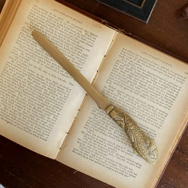 9″ Solid Antiqued Brass Fish Letter Opener