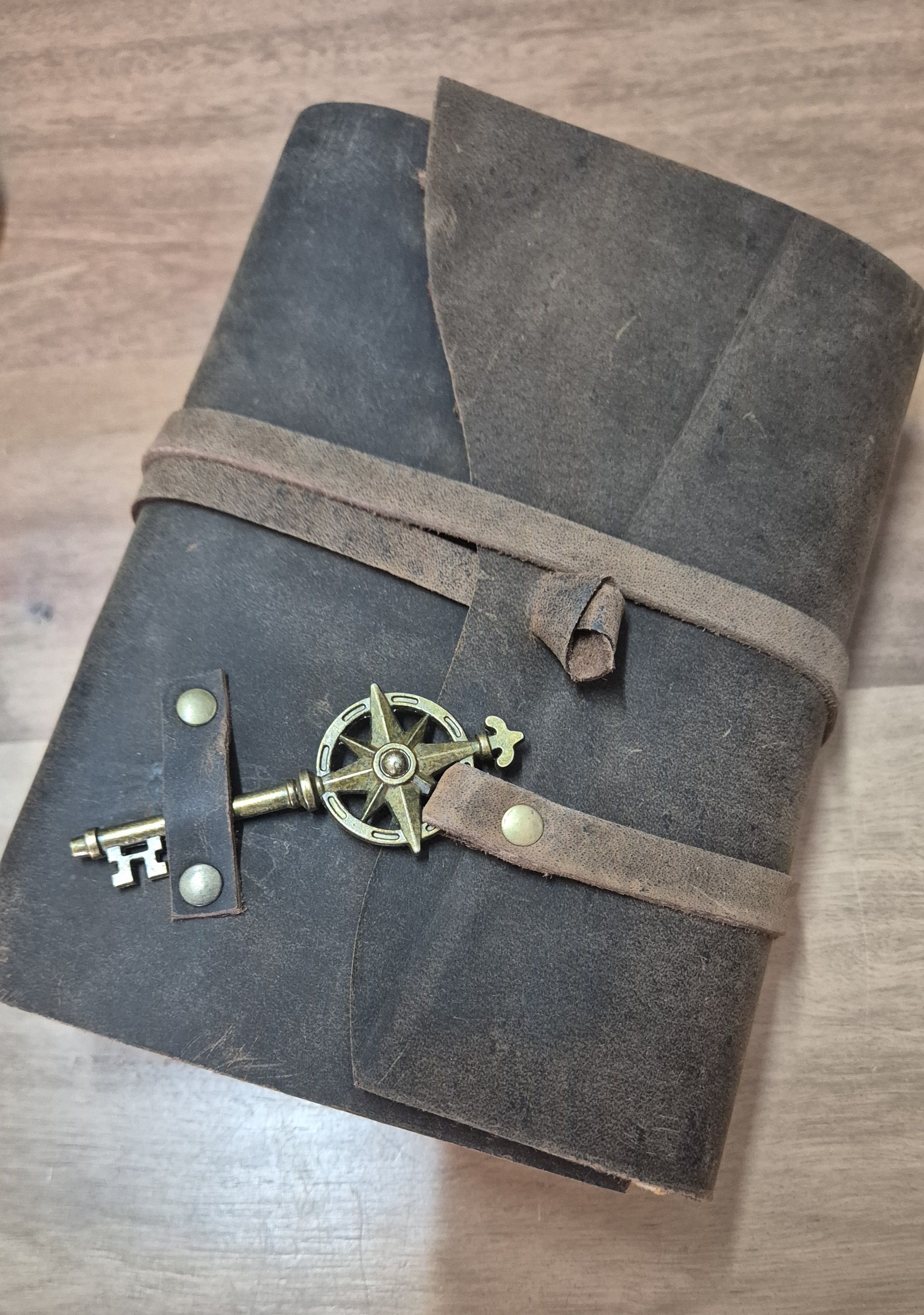 Vintage Leather Bound Journal with Key