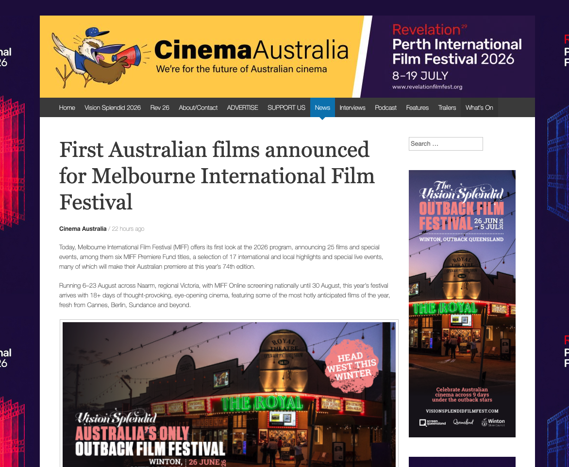 First Australian films announced for Melbourne International Film Festival