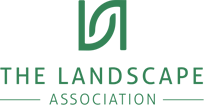 Logo of The Landscape Association with a stylized green leaf above the text.