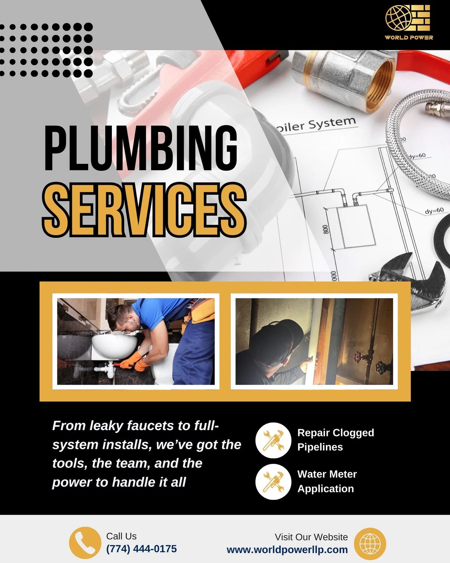 Plumbing Services Available!
#WorldPowerLLP #HomeImprovement #HomeOptimization #FullSystemInstallations