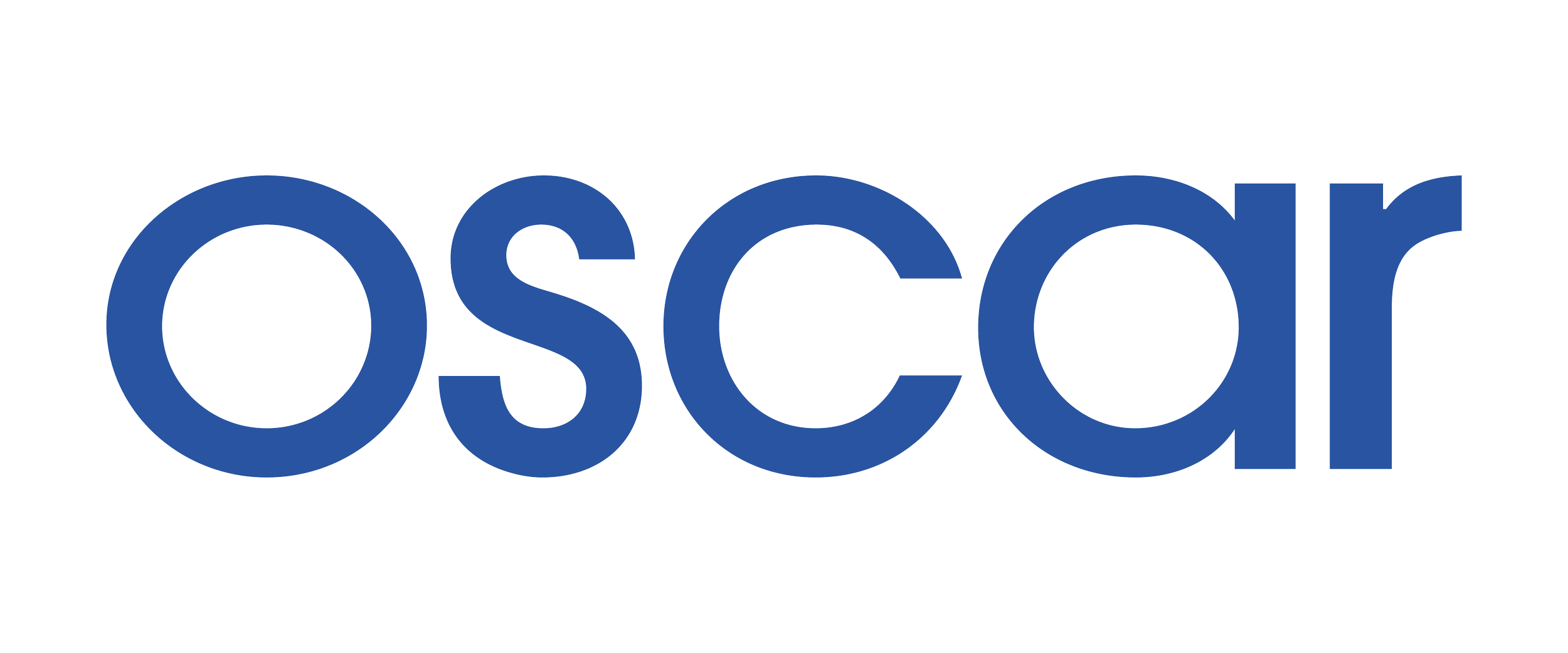 Oscar logo in blue text with black overlay