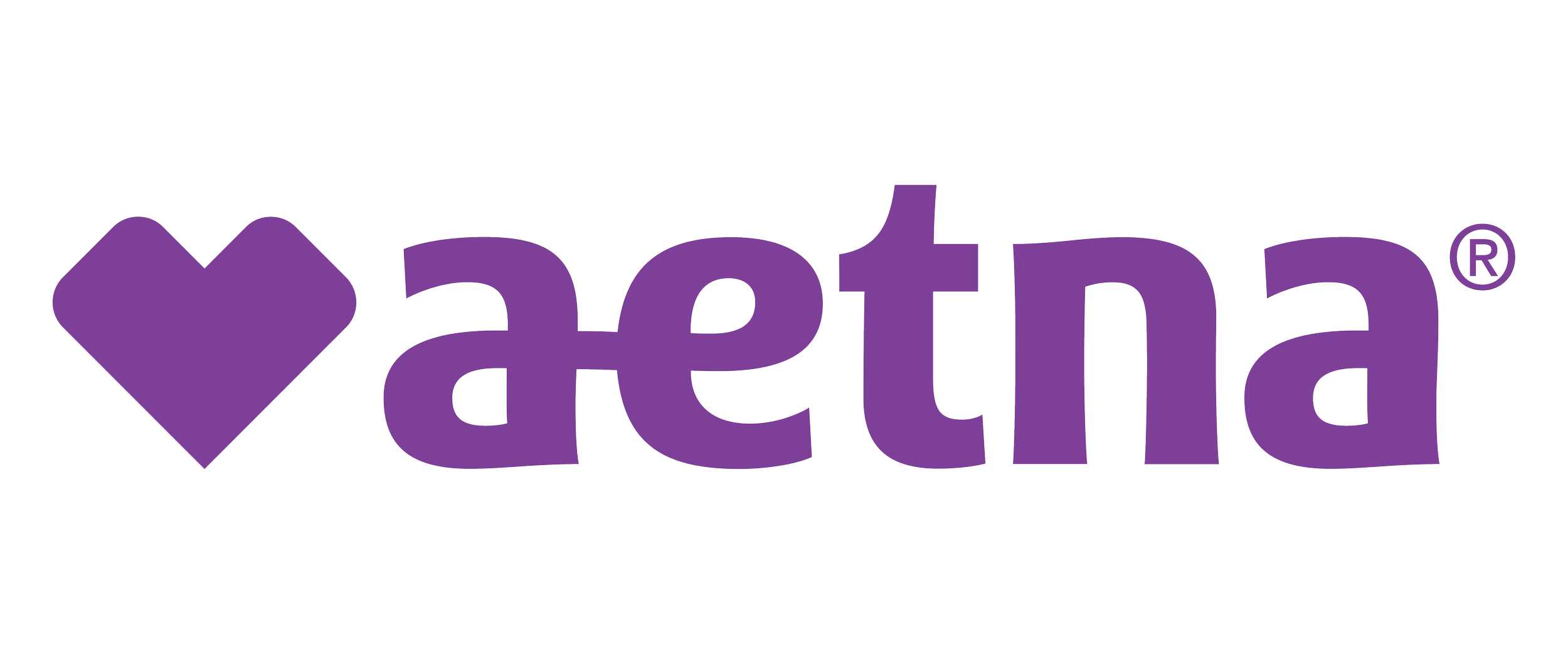 Aetna Logo, A purple heart logo followed by the word 'Aetna' in purple tex.