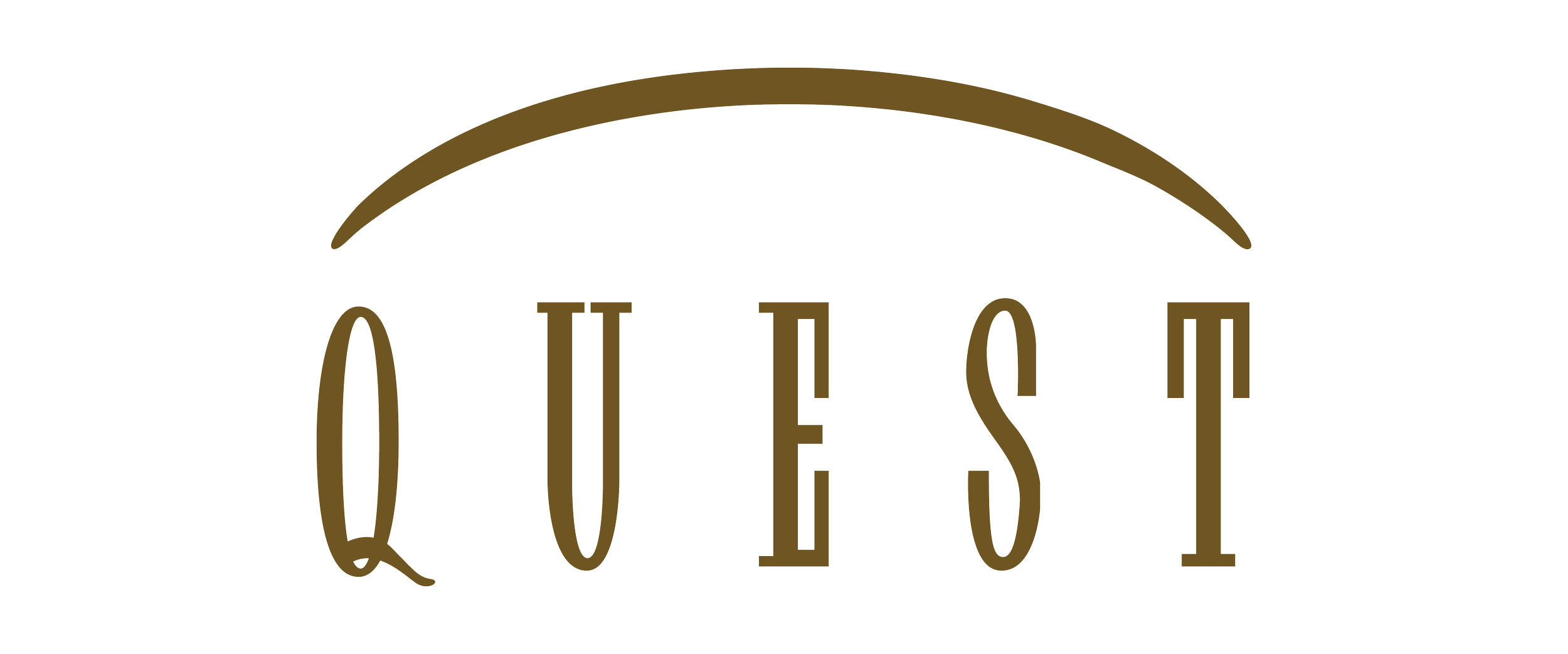 Quest Healthcare Logo with "Quest" in brown capital letters, with a brown curved line above it.