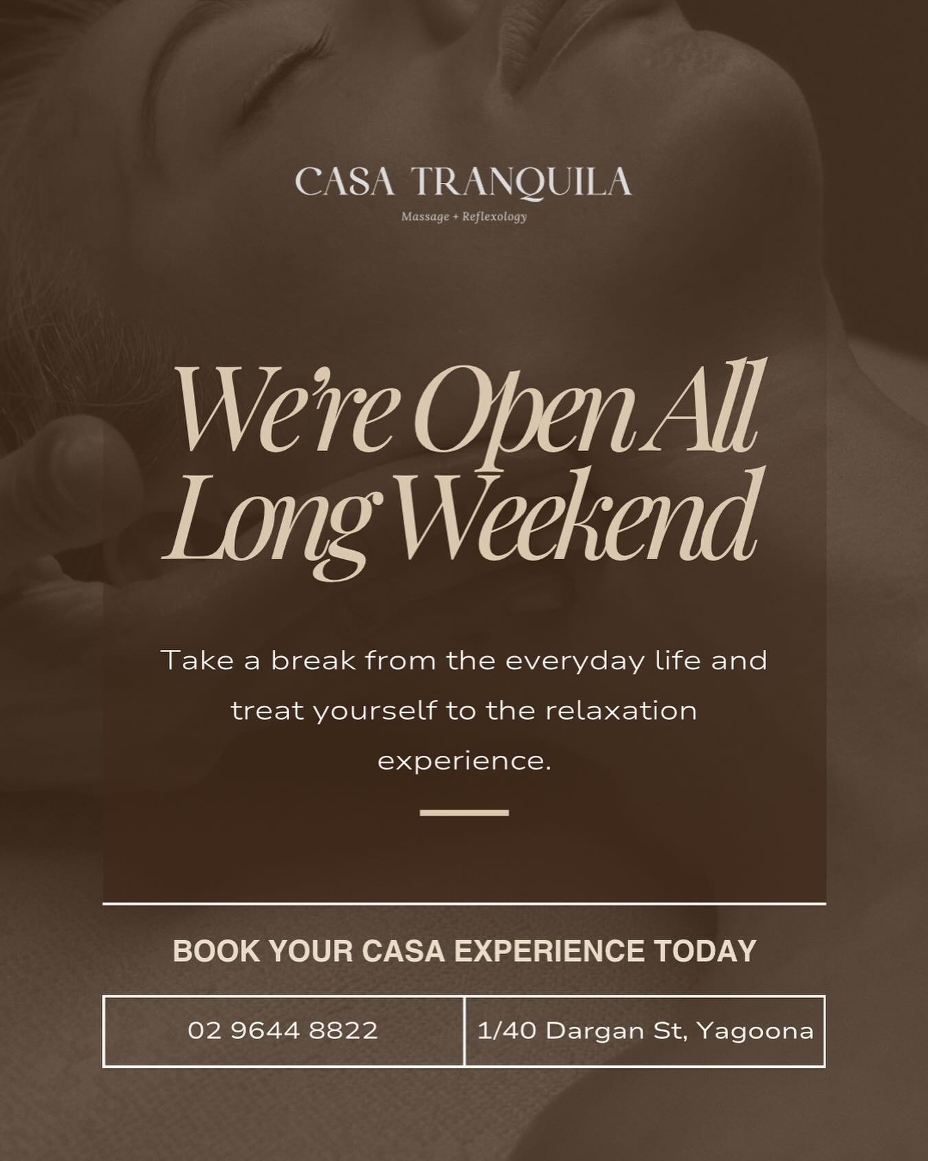 ✨ Your long weekend escape is closer than you think. Casa Tranquila is open all weekend &ndash; unwind, reset, and let go.