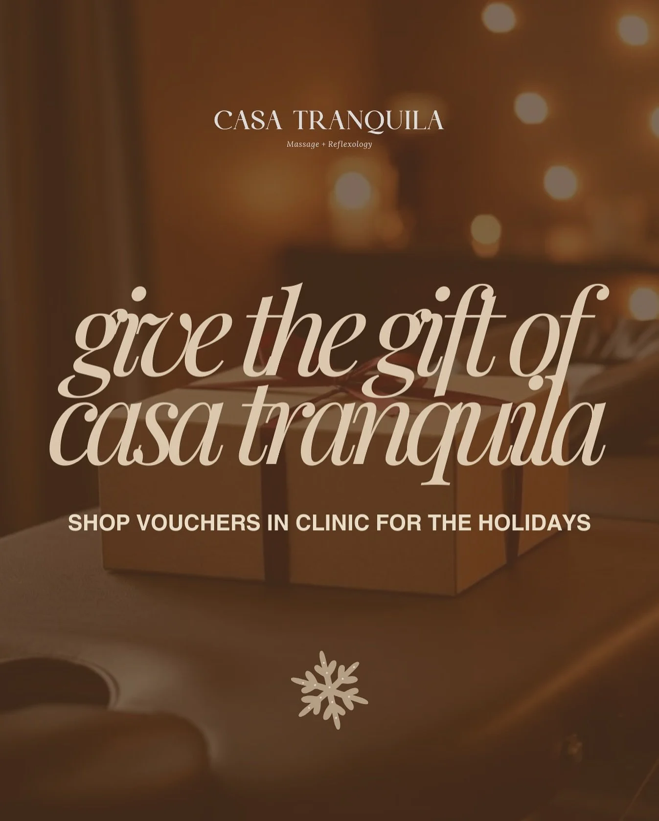 Give the gift of calm this season 🎁✨ Casa Tranquila gift vouchers available in clinic&mdash;because relaxation is always the perfect present.