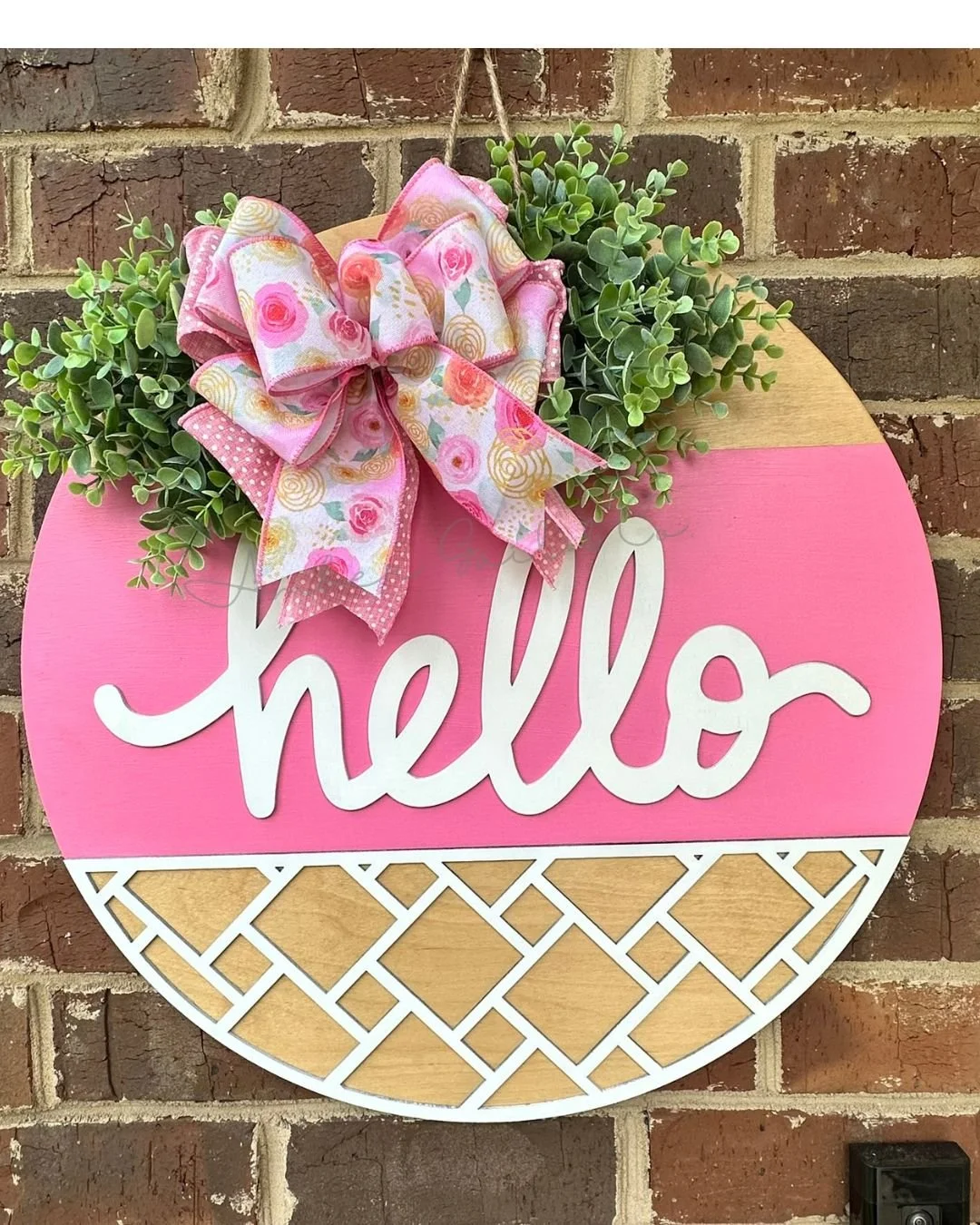 Hello pink Door Hanger RTS