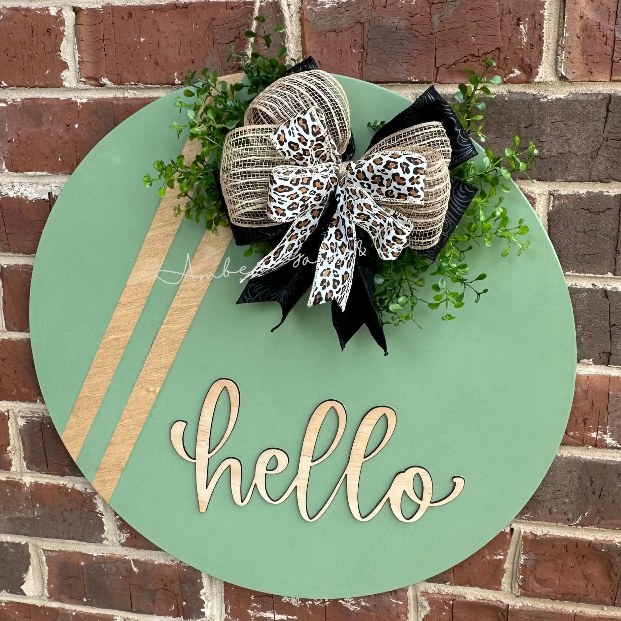 Hello striped door hanger