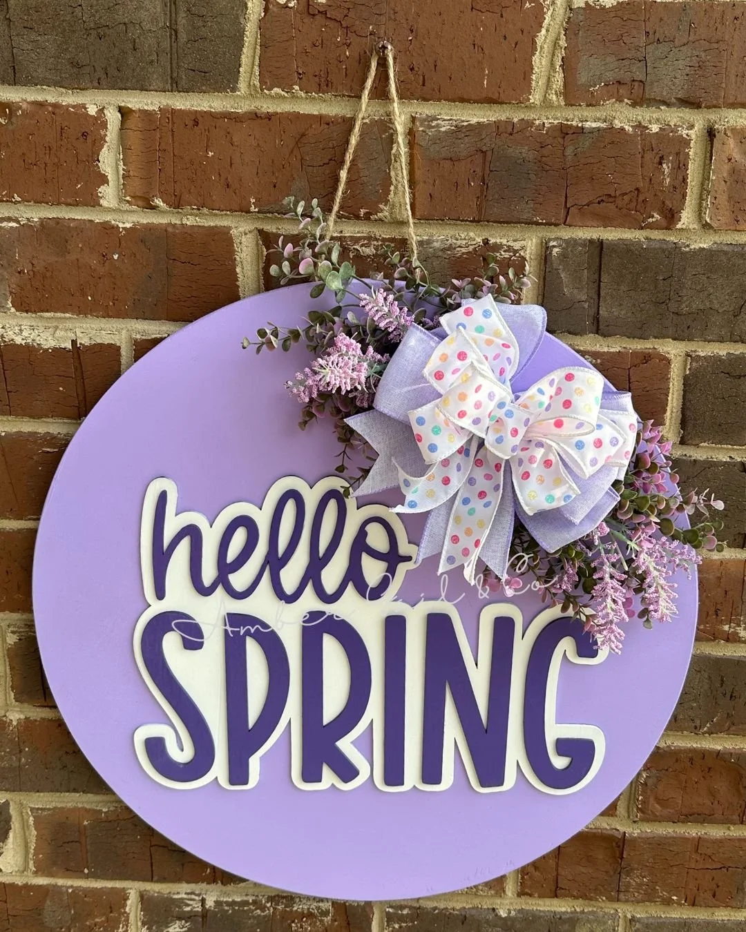 Hello Spring lavender door hanger RTS