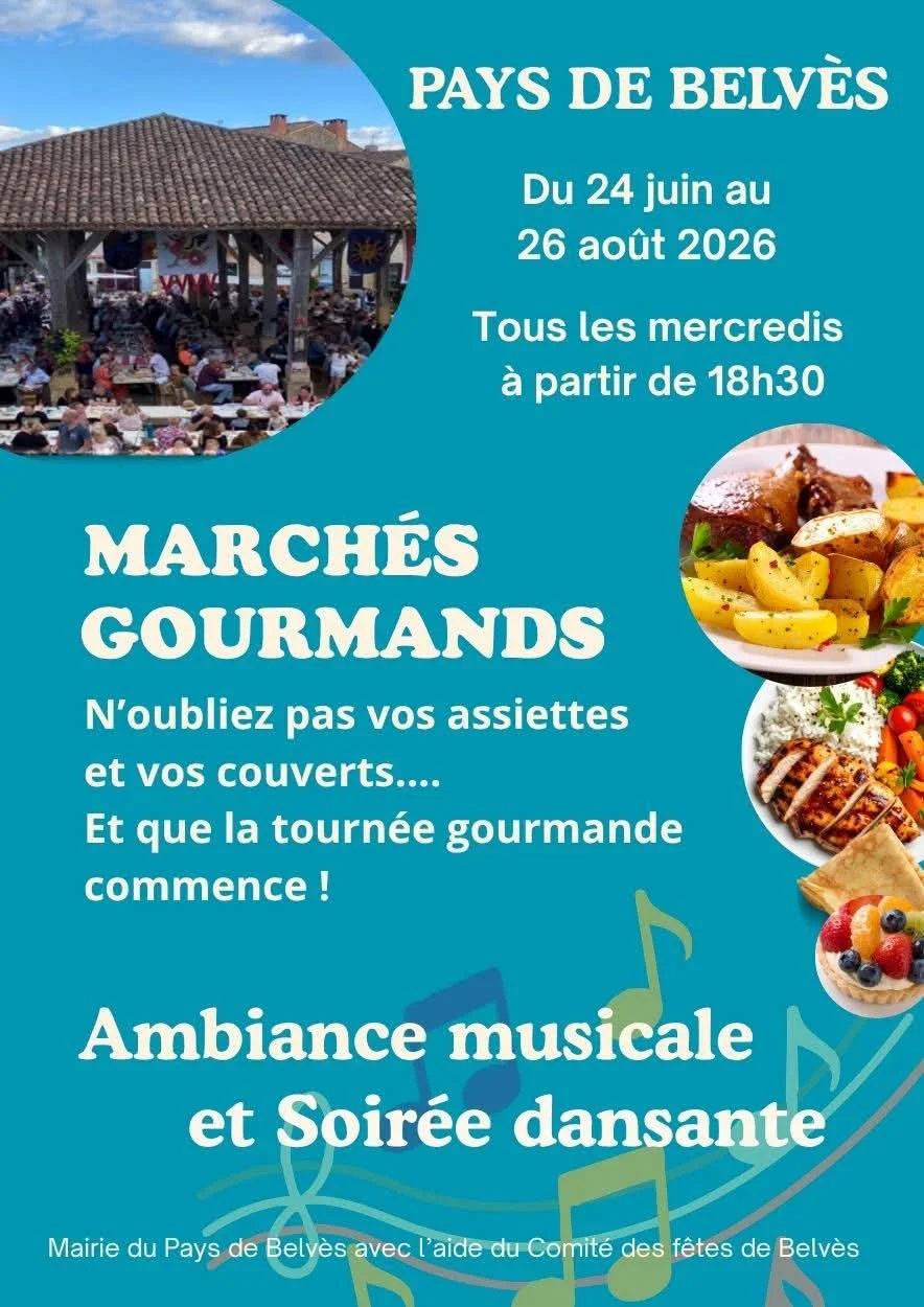 poster for belves night market the marches gourmands