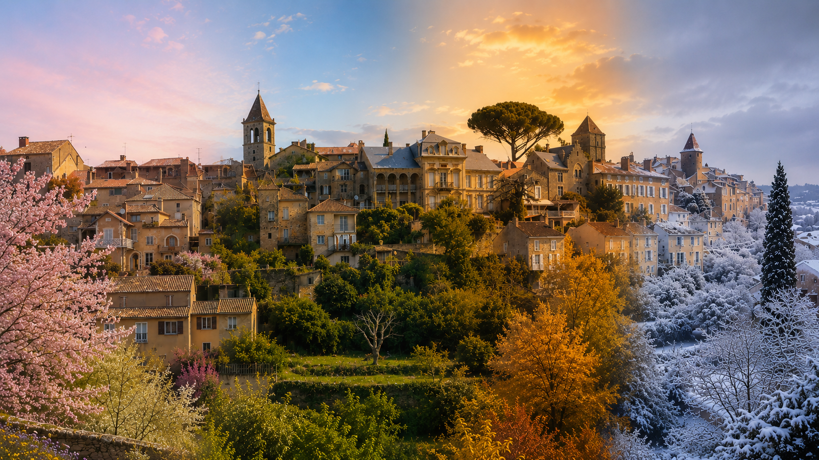 a picture of different seasons in Belves