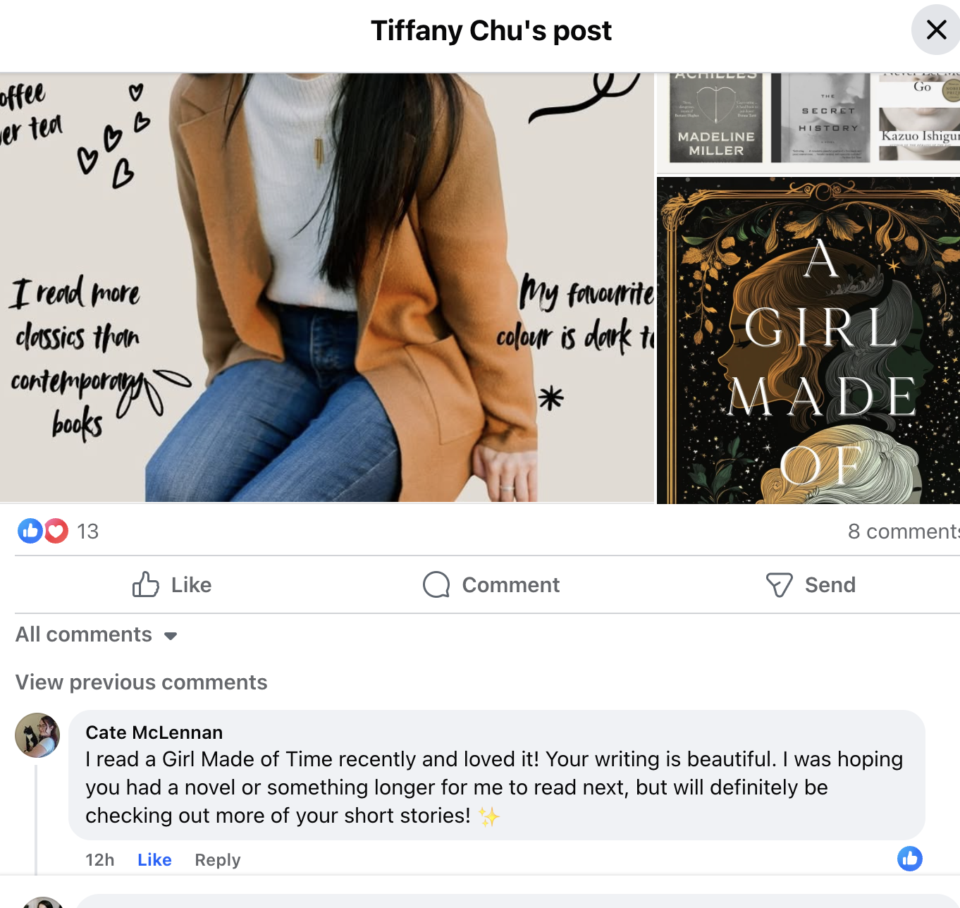 I only have a Facebook page via my husband’s account (who refuses to give up Meta stuff, but fine, give away all your data, whatever), so I rarely check it. Today, I saw this message So of course that spurred me back to writing my novel