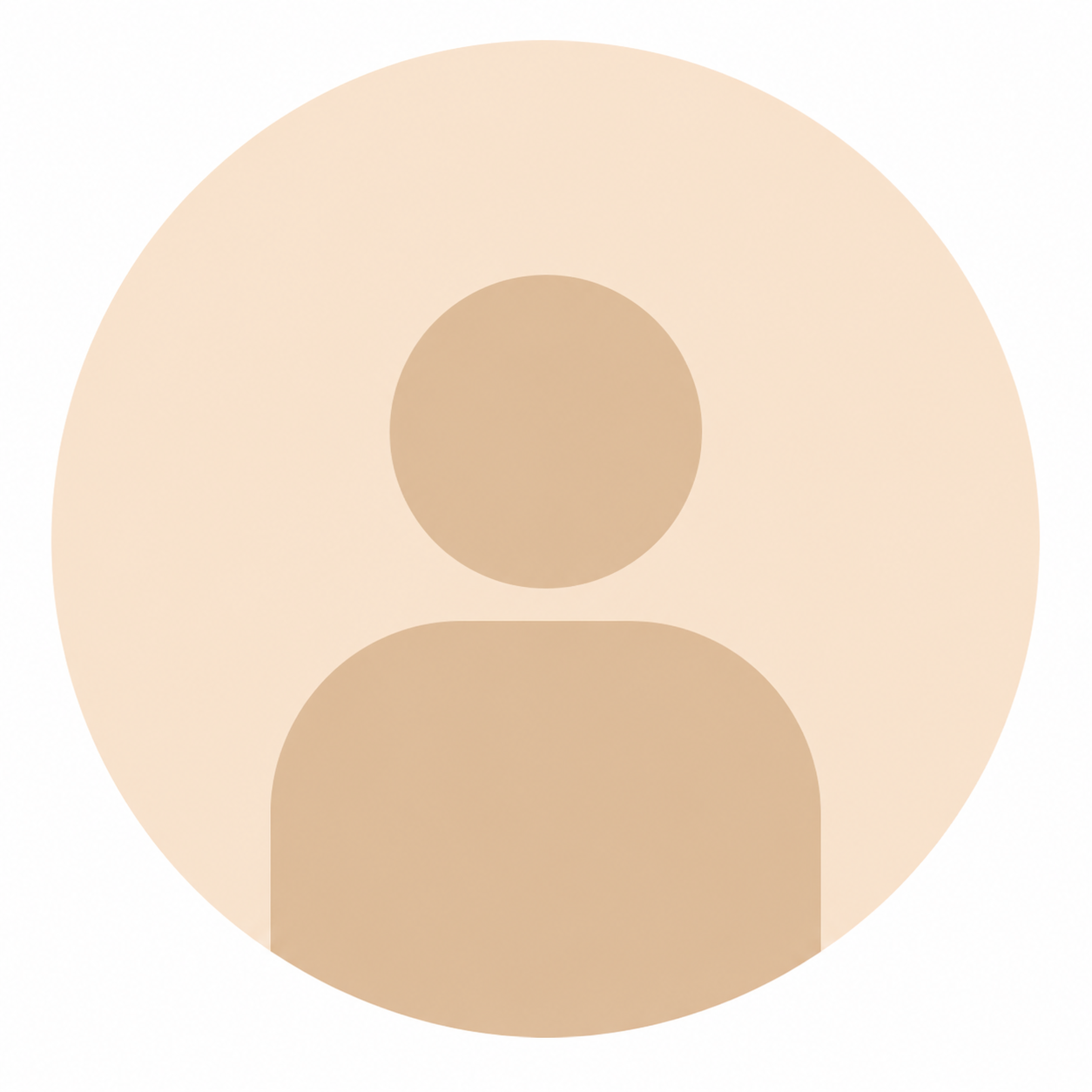 Een gestileerde, neutrale avatar van een persoon, bestaande uit een cirkel met een kleinere cirkel als hoofd en een halve cirkel als schouder.