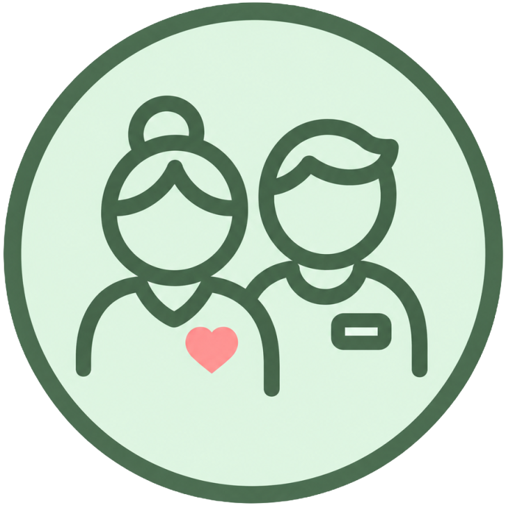 Illustratie van een vrouw en een man met onlinedetai, een hart symbool op haar borst.