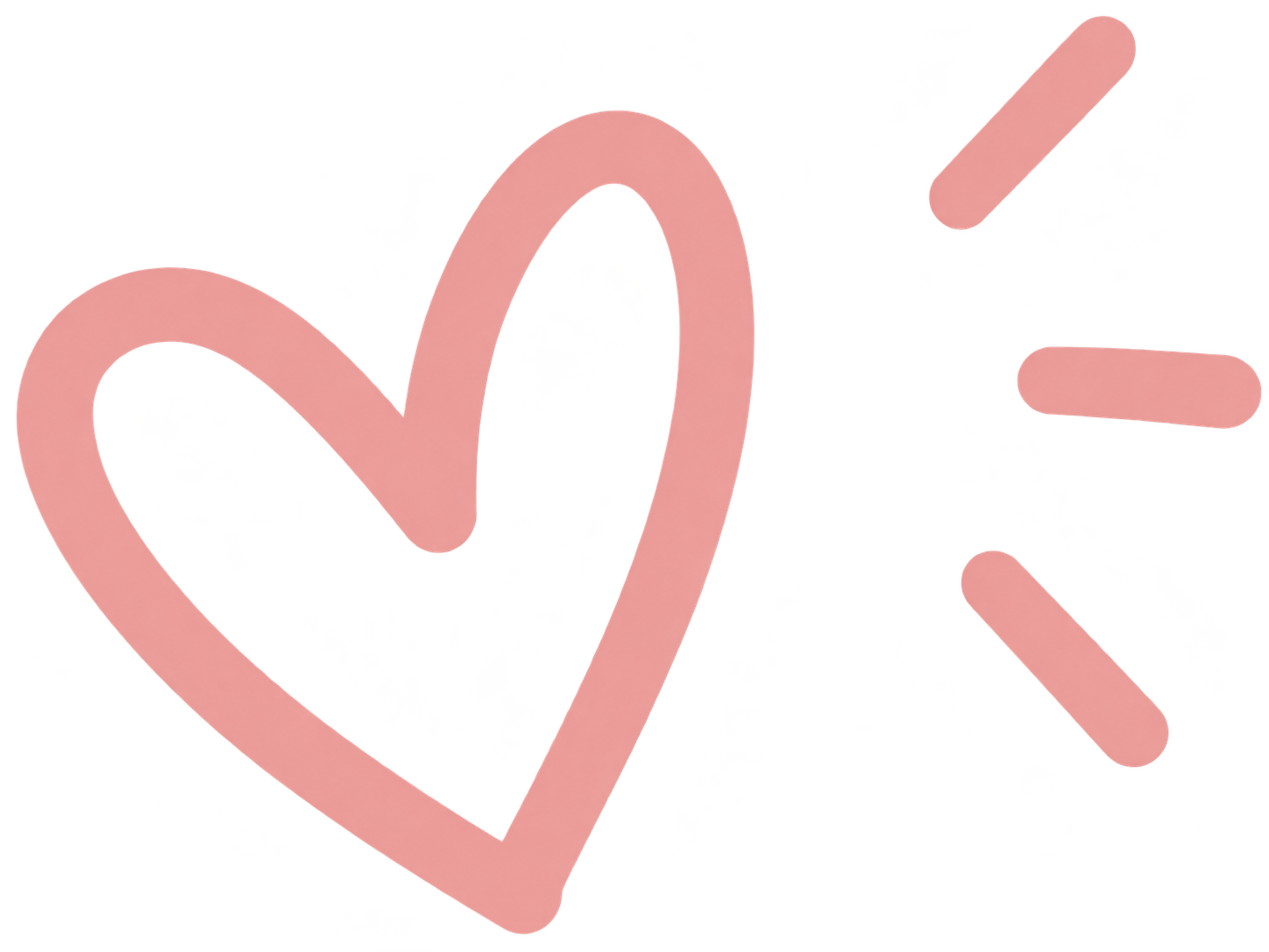 Illustratie van een grote roze hart met een zwart binnenkant en enkele roze streepjes ernaast.
