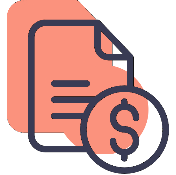 Een pictogram van een financiële dokument met een dollar teken.