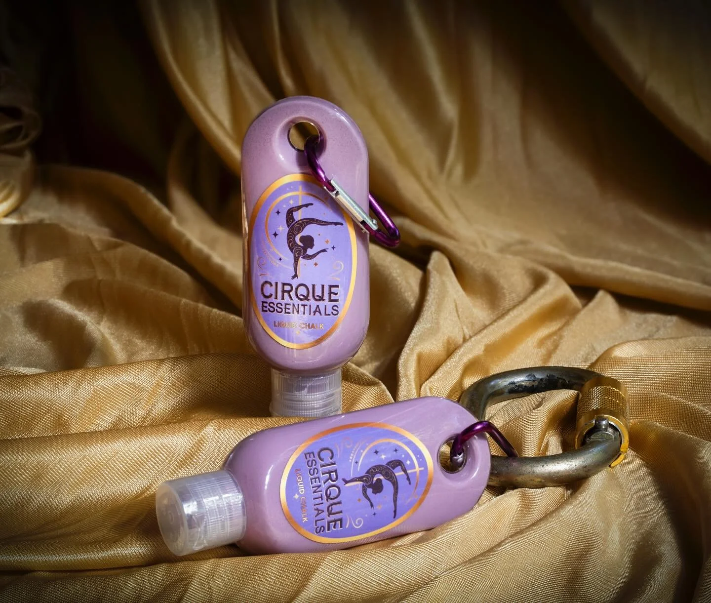 Cirque Essentials Liquid chalk can be used for pole, aerials and even gym workouts! 
Owner, Veronica loves it the most when she&rsquo;s training Lyra! The magnesium keeps your hands chalky and dry while the rosin keeps you gripping! 
Products will be