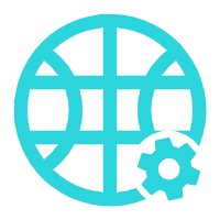 Icon of a globe with a gear