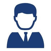 Blue silhouette of a person in business attire