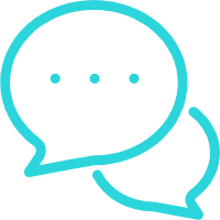 Two blue speech bubbles, one overlapping the other, with three dots inside representing a conversation or chat icon.