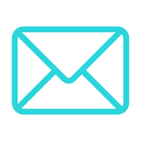 Blue envelope icon on a transparent background