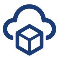 Icon of a cloud and cube representing cloud computing or storage