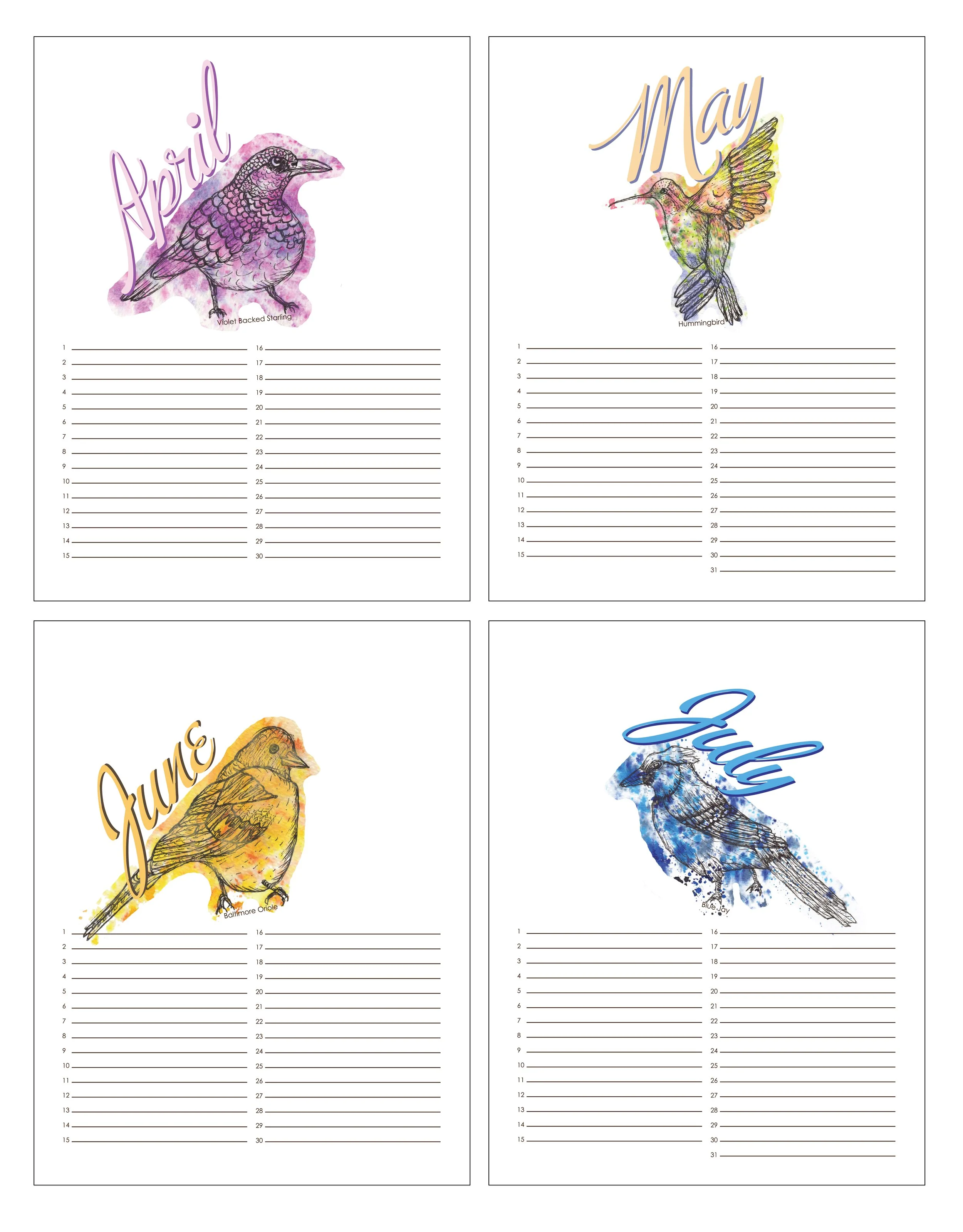 4 Calendar Pages