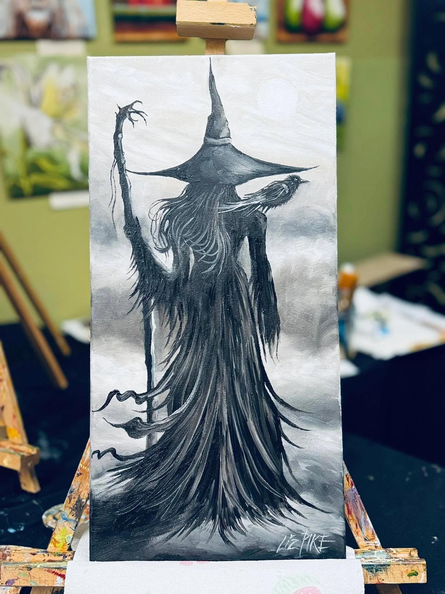 Here&rsquo;s another oil on canvas that needs a name. I added a friend on her shoulder. 10&rdquo; x 20&rdquo;