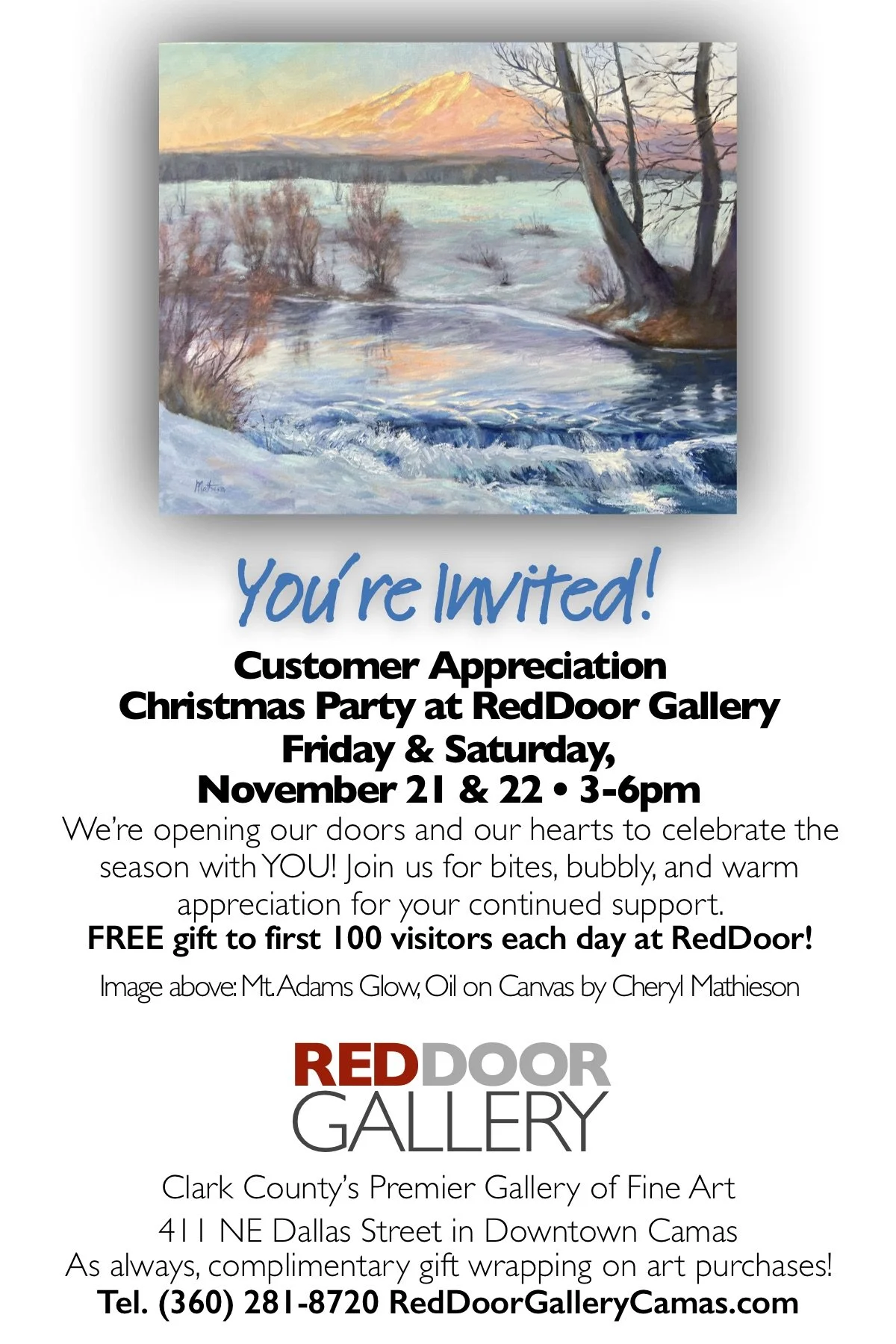 CUSTOMER APPRECIATION CHRISTMAS PARTY Saturday Event at RedDoor Gallery