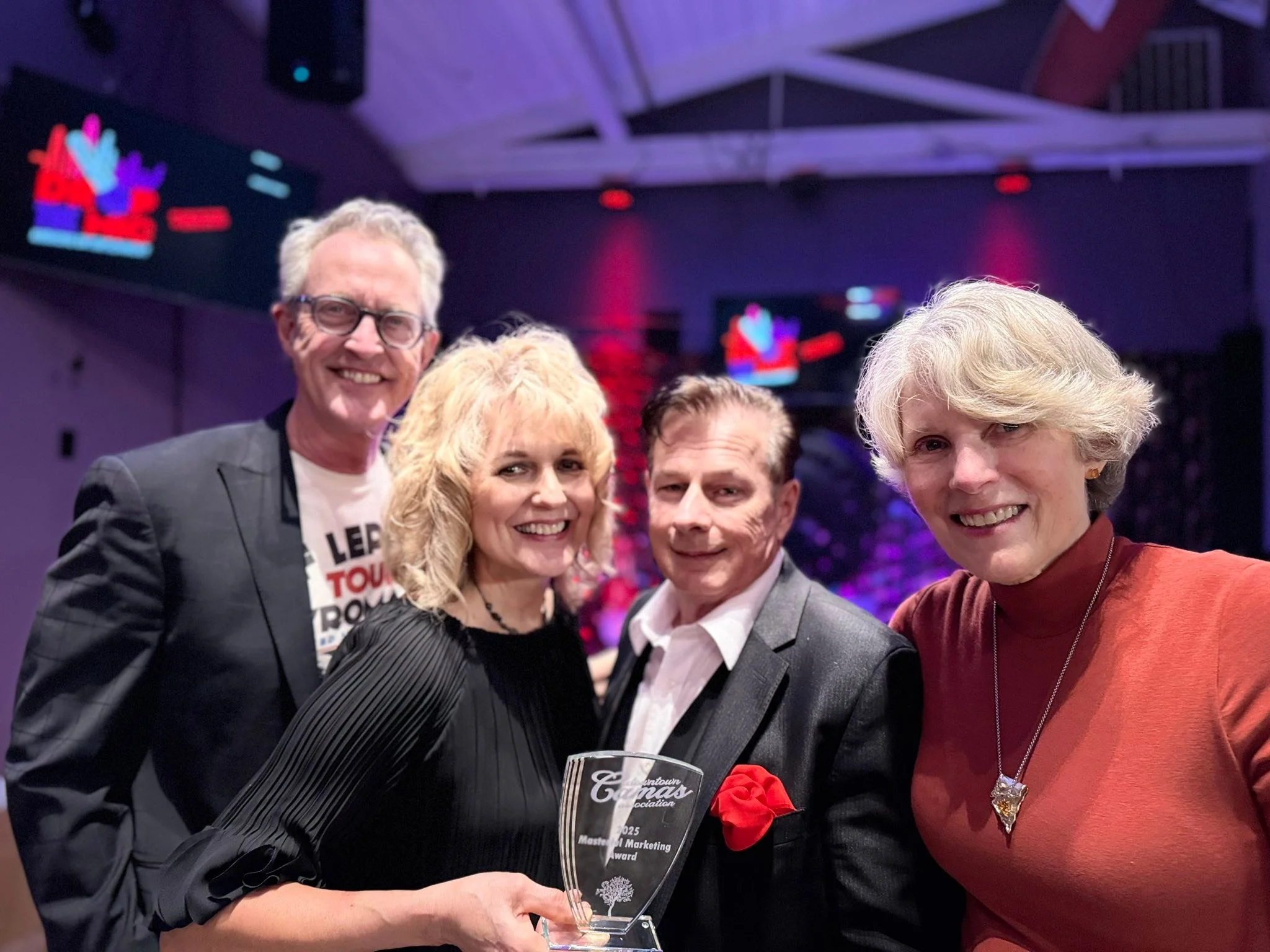 RedDoor Gallery had a big night last night. We were honored by Downtown Camas Association at heir annual awards event with the 2025 Masterful Marketing Award! Accepting the award with me is Matthew Clarkson, George Throop and Cheryl Mathieson; all to