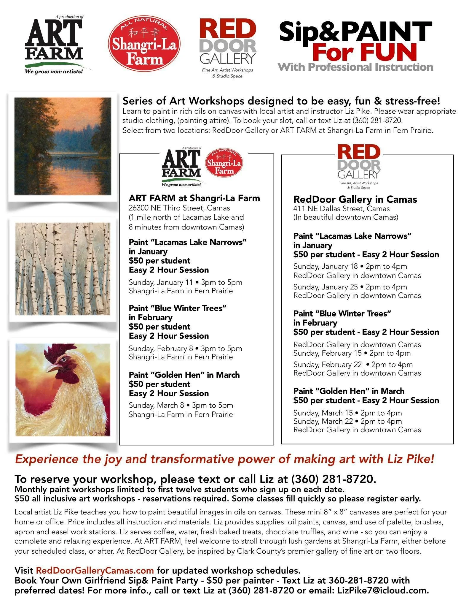 More fun and easy Winter Art Workshops on the way! Text me at (360) 281-8720 to reserve your space!