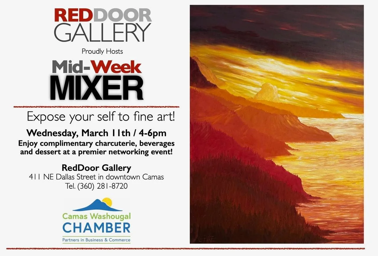 Everyone is invited to the C-W Chamber&rsquo;s Mid-Week Mixer at RedDoor Gallery this afternoon, March 11th. Join us 4-6pm. Make great biz contacts, make new friends and see fabulous fine art!