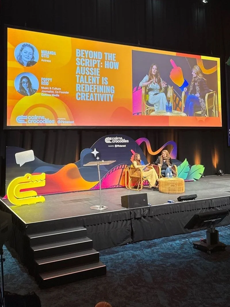 Miranda Otto and Poppy Reid chat on the main stage at Cairns Crocodiles 2025