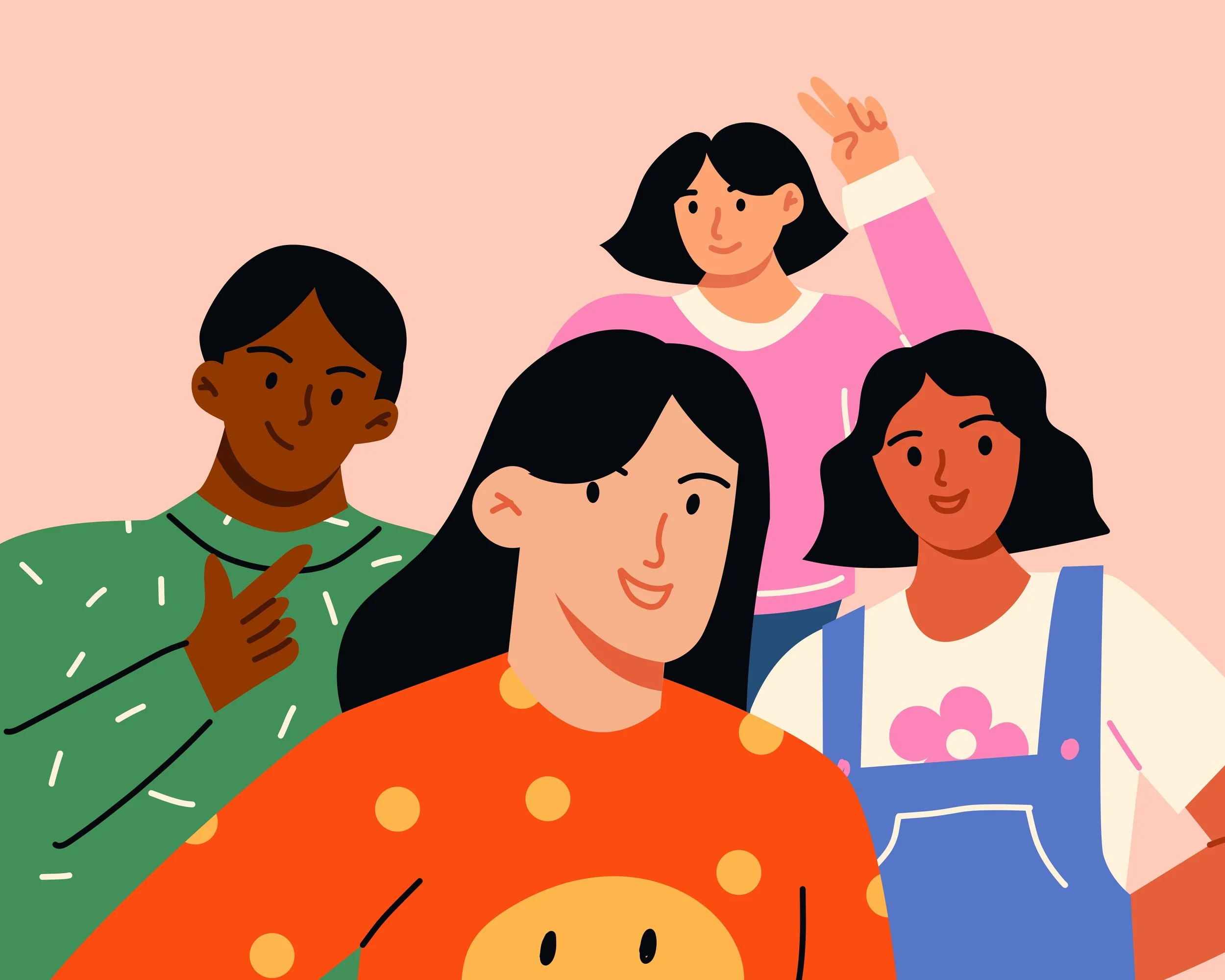 Sunnyside team members smiling together in a colorful illustration