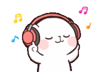 Cute cartoon cat wearing headphones, enjoying music with colorful musical notes around it for Sunnyside Homeschooling's StarJam Homeschool Music Program.