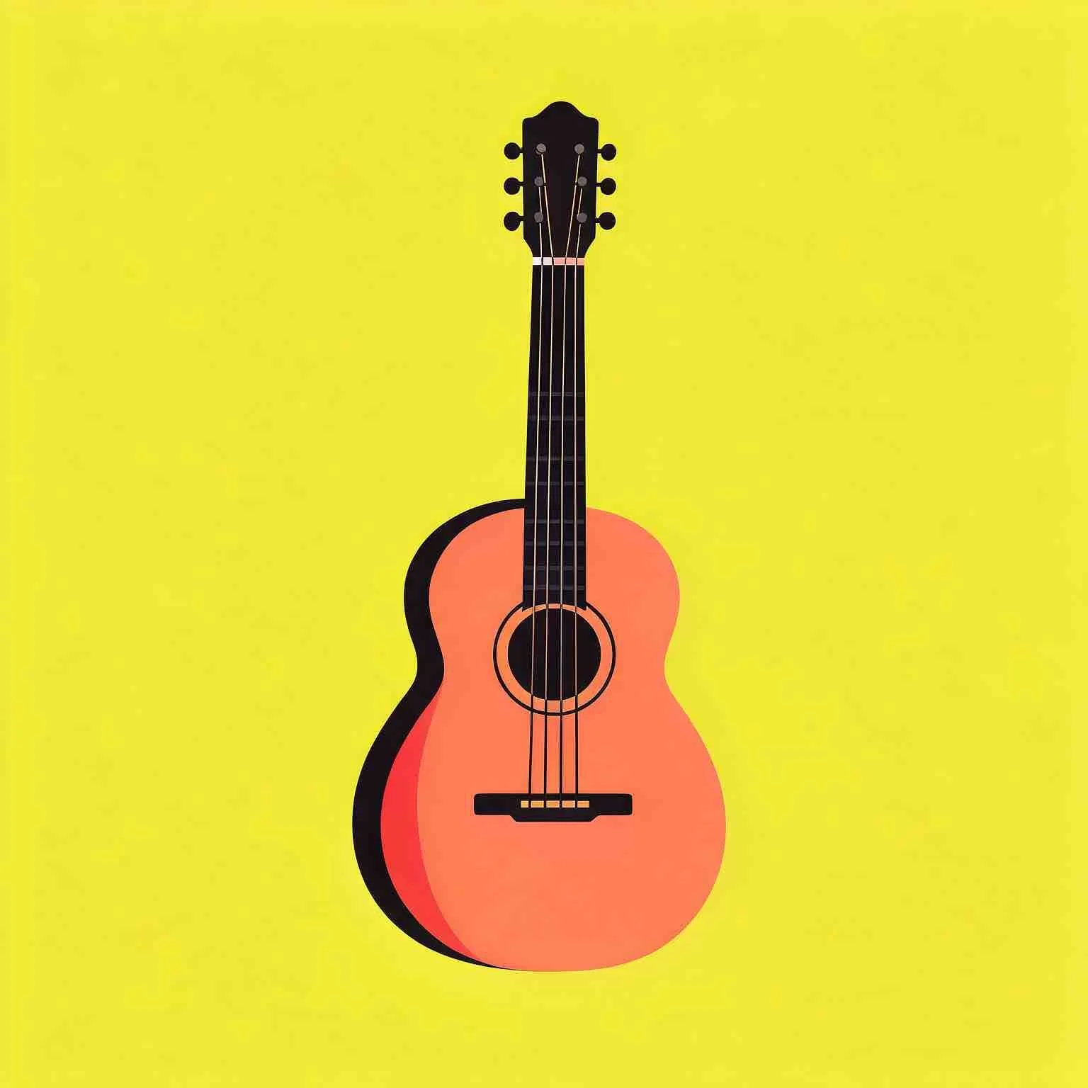 Minimalist illustration of an acoustic guitar on a bright yellow background for Sunnyside Homeschooling's StarJam Homeschool Music Program