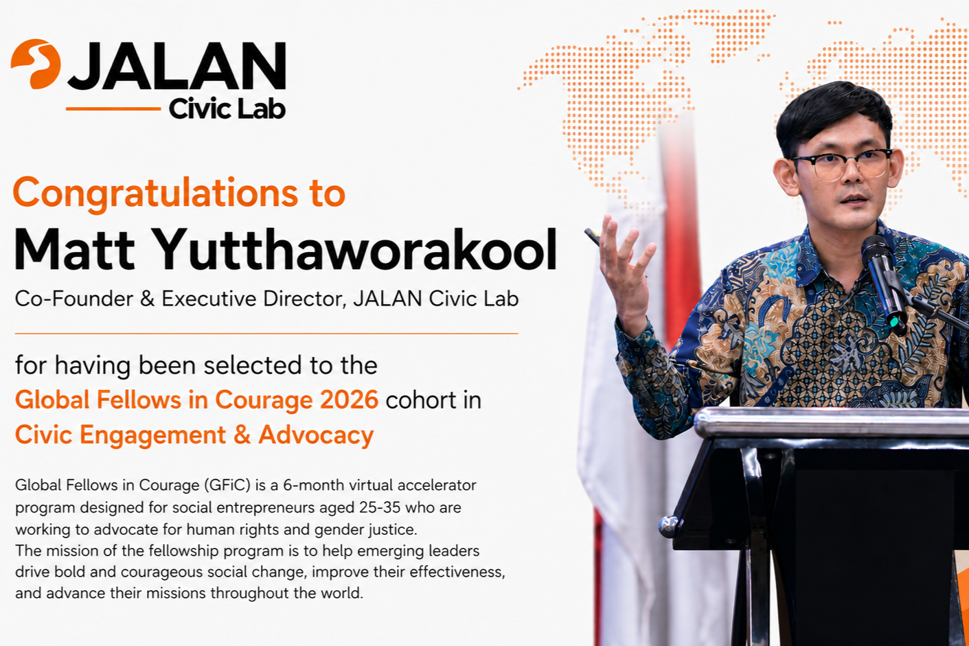 JALAN Civic Lab's Executive Director Selected as a 2026 Global Fellow in Courage