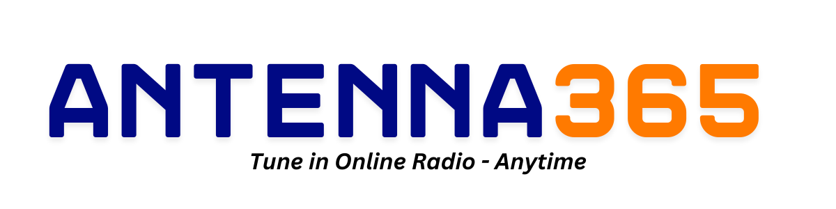 Logo for ANTENNA365 with the tagline "Tune in Online Radio - Anytime, Anywhere"