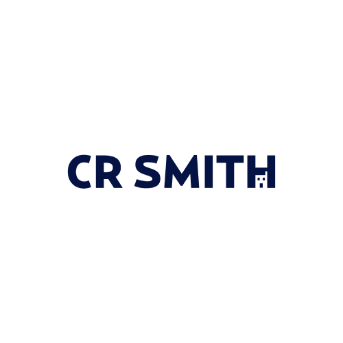 Blue logo on a white background for the company CR Smith