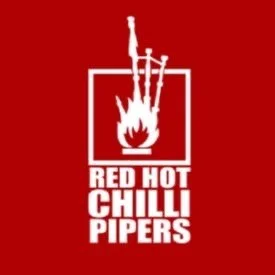 Red logo of the Scottish bagpipe band the Red Hot Chilli Pipers