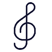 A black line icon of a Treble Clef