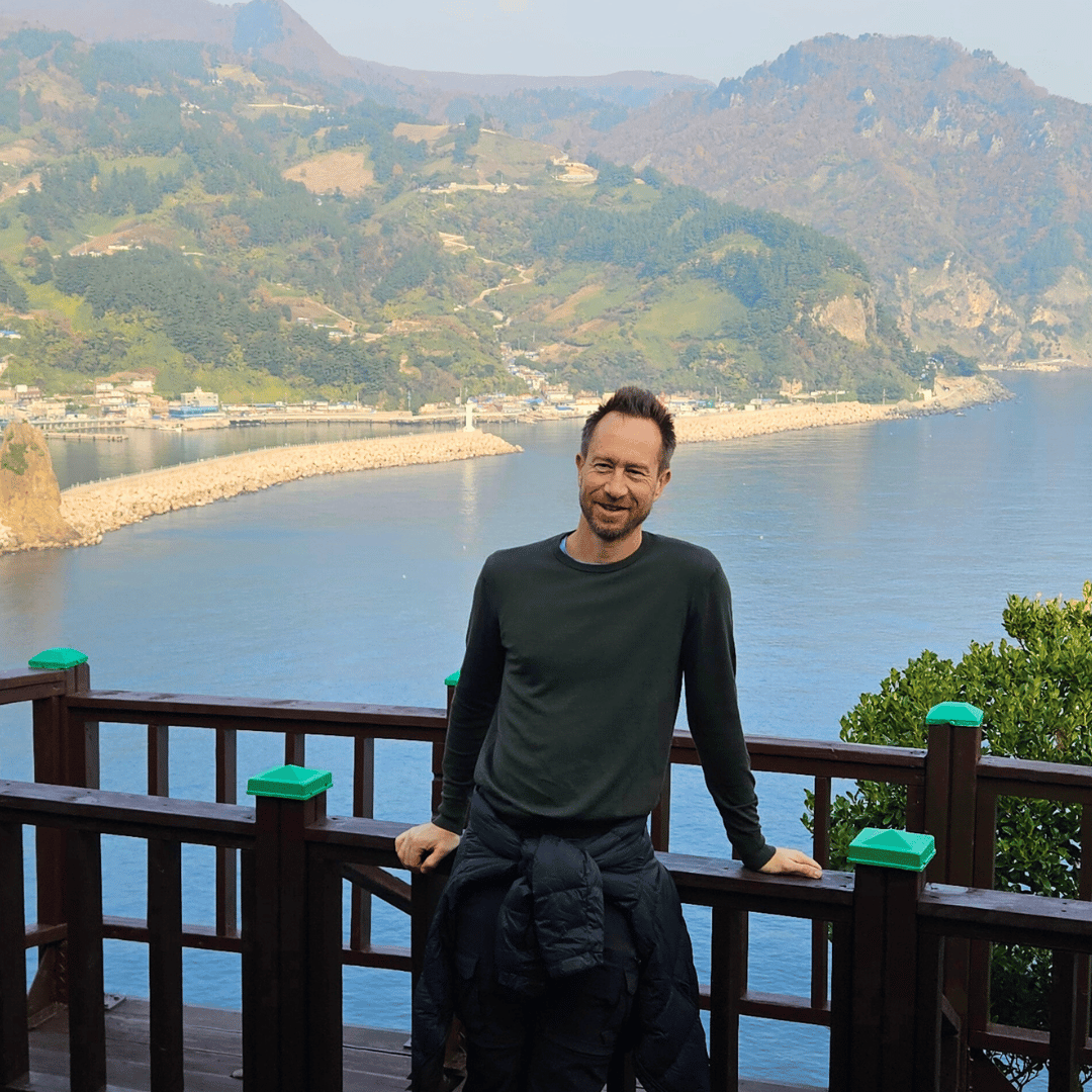 Lincoln Harris, founder of Unbound Travel Group, hiking in South Korea.
