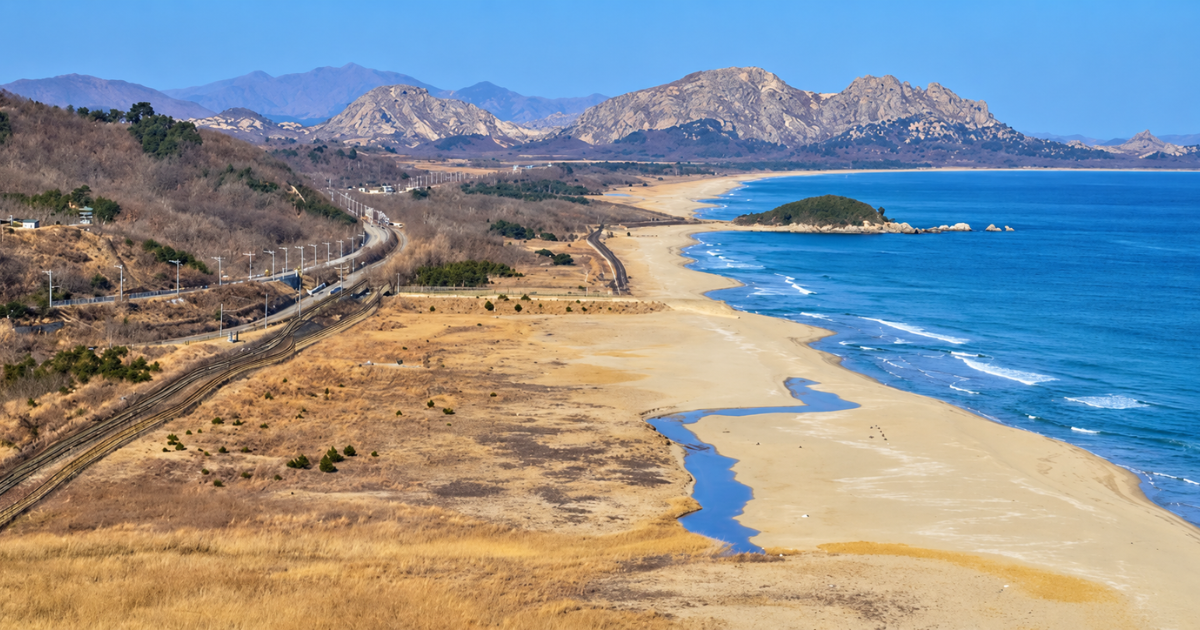 Looking North toward North Korea from the Goseong Unification Observatory.
