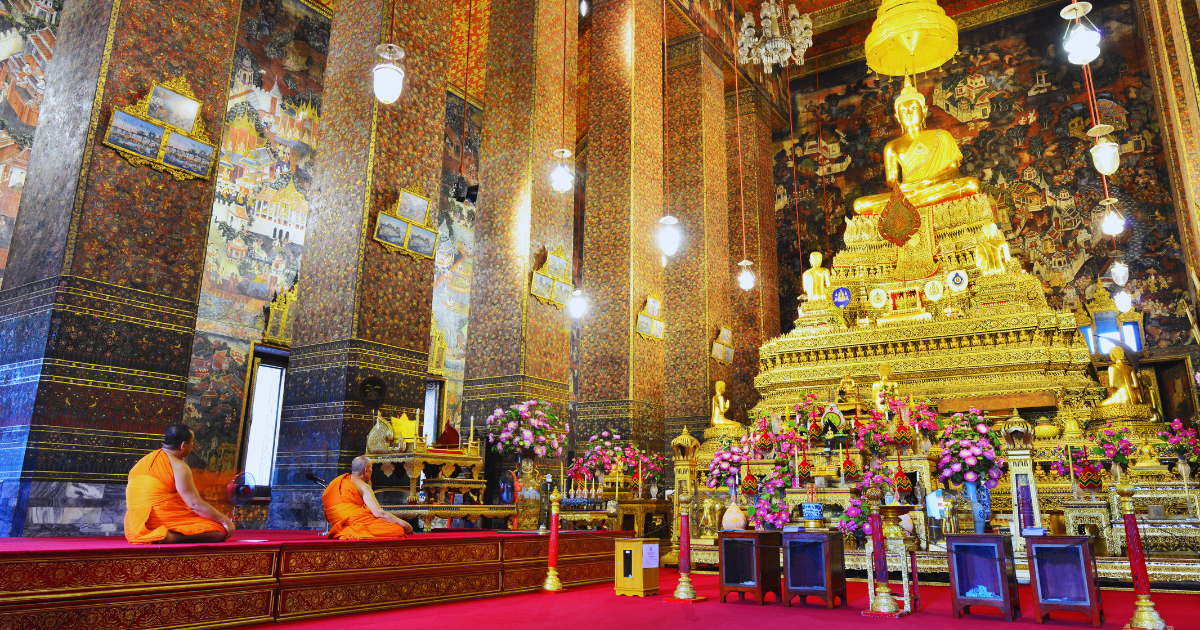 Temples are active places of worship where monks pray and study throughout the day, which is why modest dress and quiet behaviour are expected of all visitors.