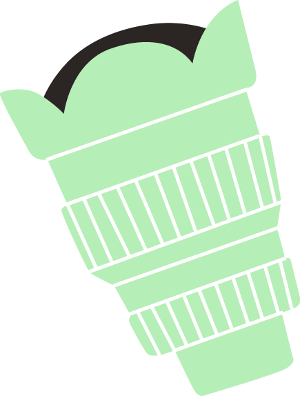 Light green ice cream cone with a waffle pattern and a scoop at the top.