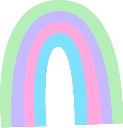 Colorful rainbow with pastel colors in a layered arc pattern.