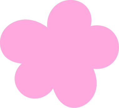 Pink cartoon flower with five rounded petals.